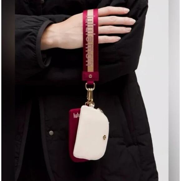 Lululemon Dual Pouch Wristlet Garnet and Gold - Picture 1 of 3
